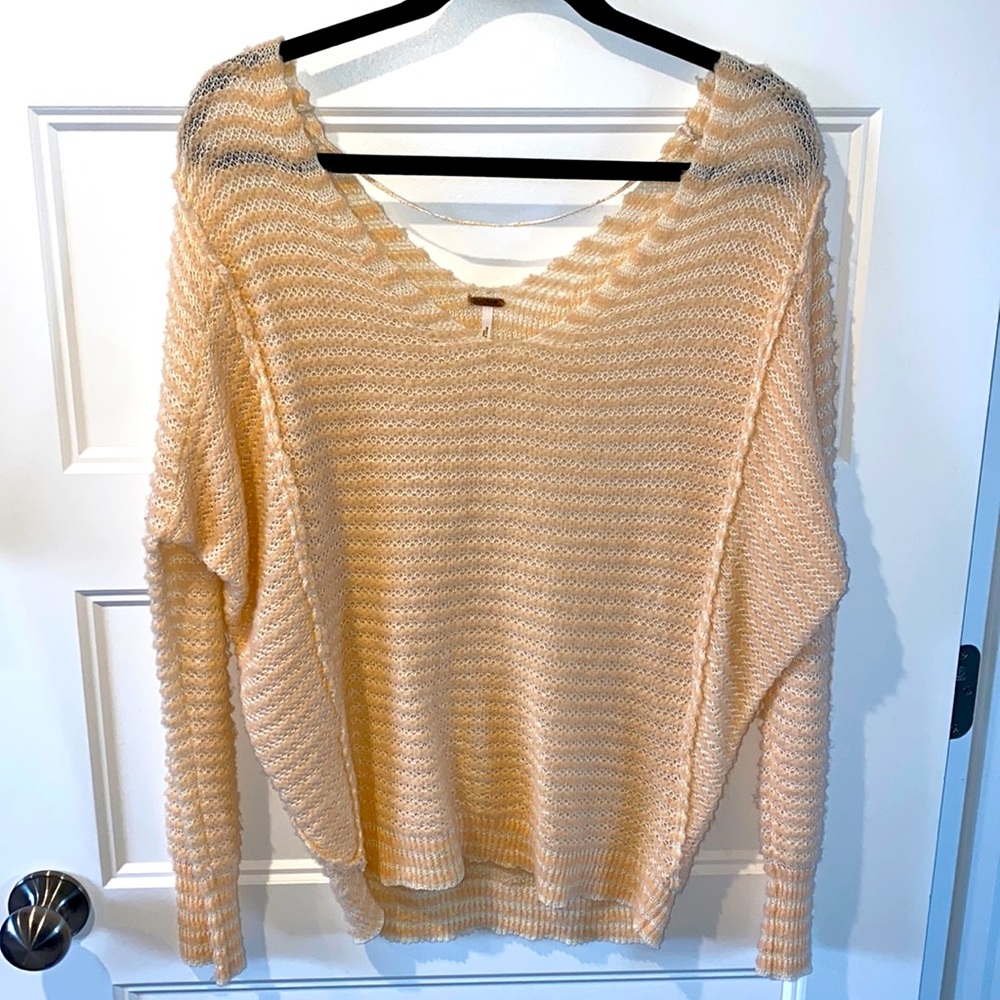 Free People Coral crocheted Sweater